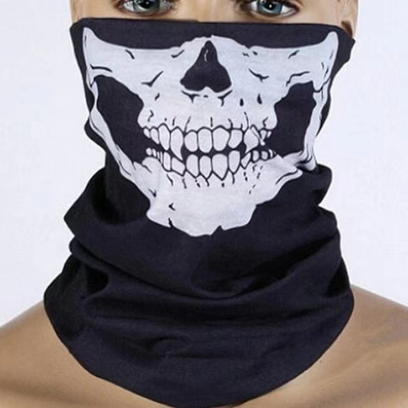 Skull Print Balaclava Face Mas - Motorcycle Gear Youtube 评论和价格